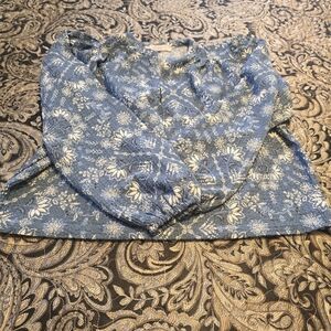 NWOT Floral Blue and White Blouse